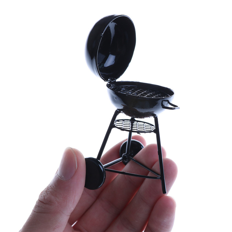 Kids Outdoor House With Kitchen - 1:12 Dollhouse minyatür siyah barbekü izgara