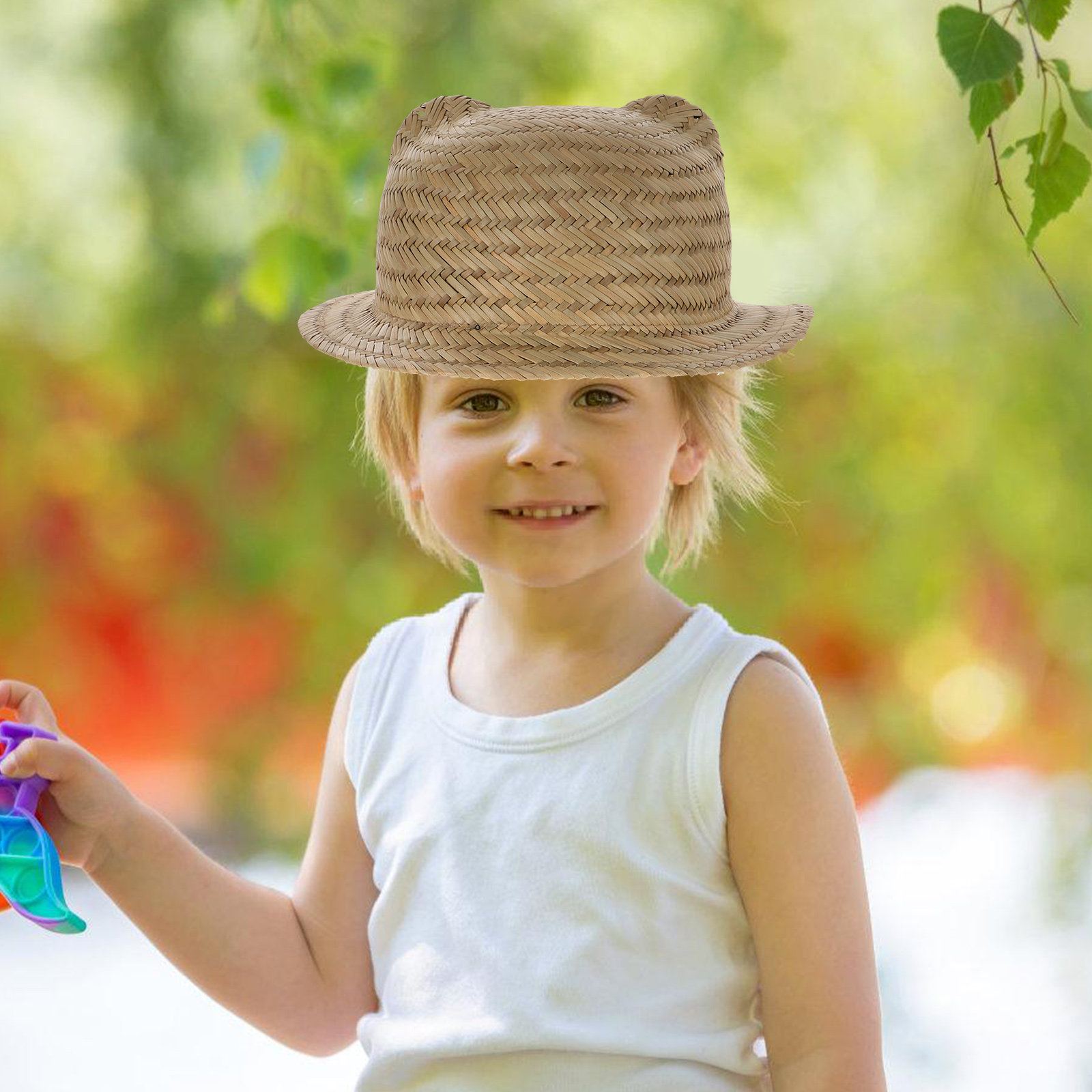 Play Kids Outdoor - Çocuk Hasır Güneş Şapkası Geniş Kenarlı