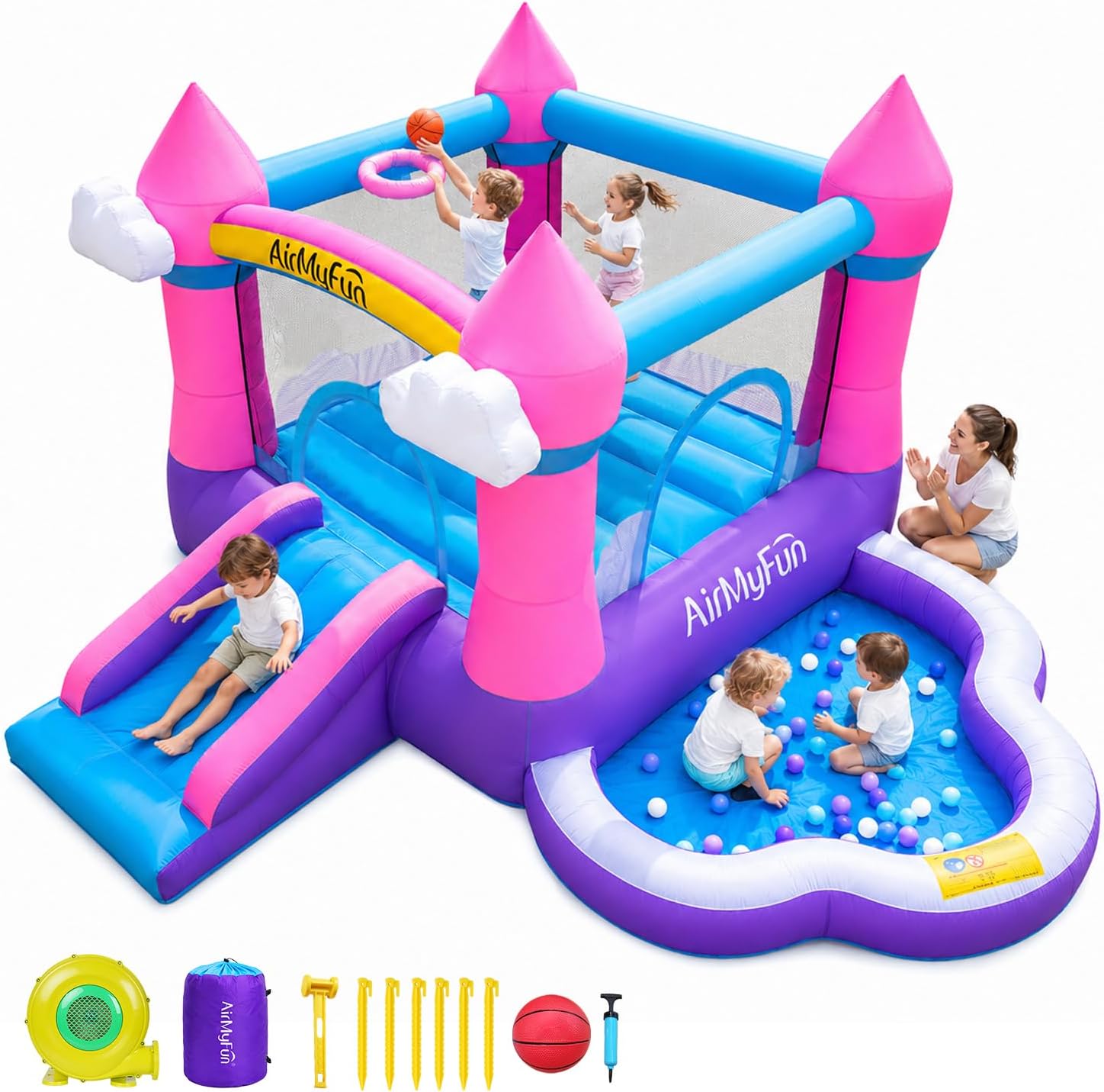 Kids Outdoor Water Slide - 3-8 Yaş Çocuklar İçin Pembe İç/Dış