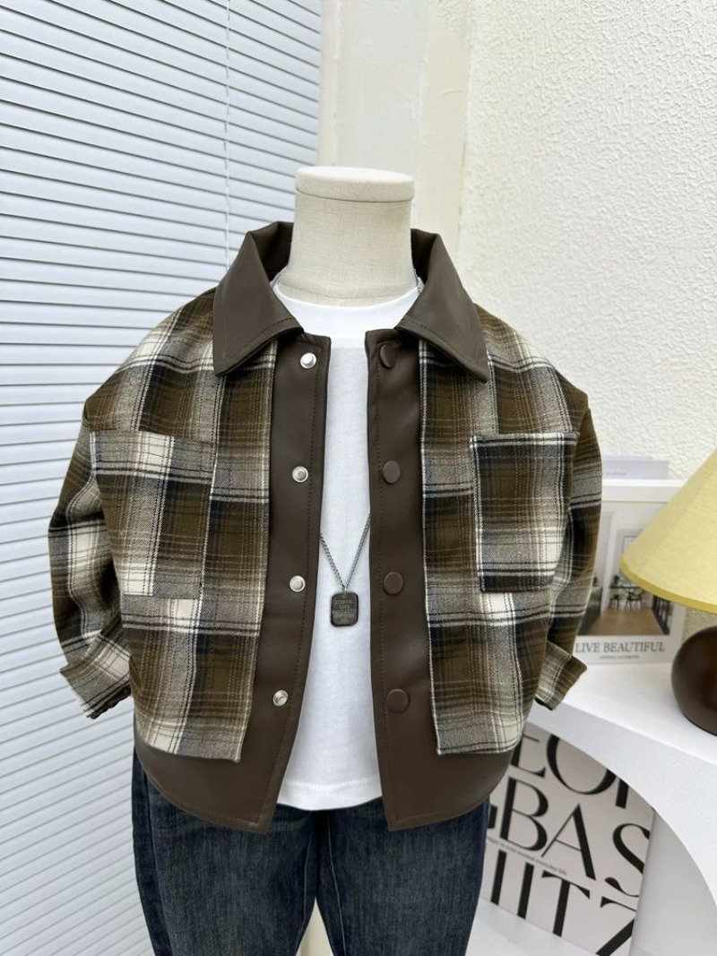Kids Outdoor Jacket - Çocuk Ekose Ceket Erkek bahar uzun