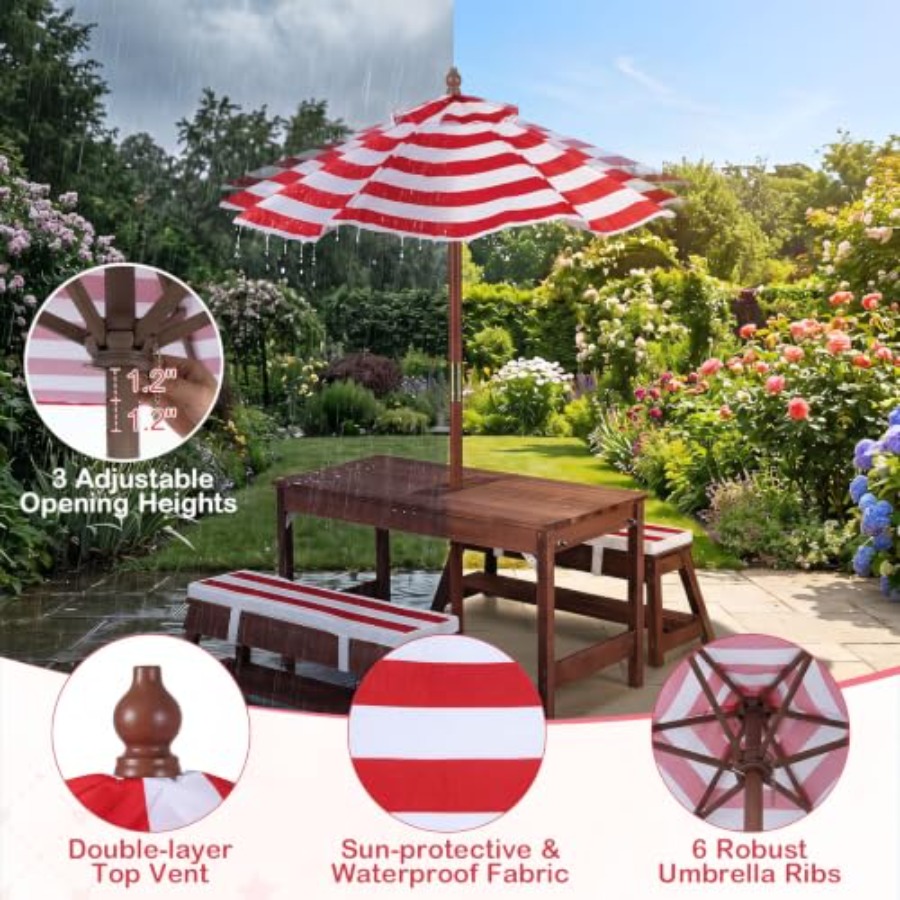 Kids Outdoor Umbrella - Bahçe ve veranda kullanımı için ahşap
