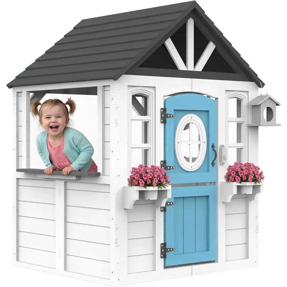 Kids Outdoor House With Kitchen - YOE Ahşap Çocuk Oyun Evi, Mutfak