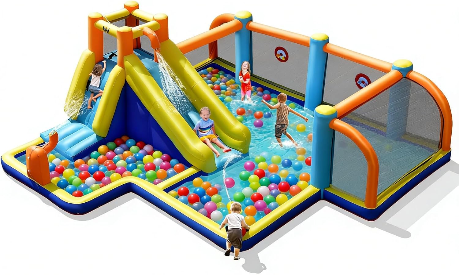 Kids Outdoor Water Slide - Şişme Su Kaydırağı, Çift Toplu Su