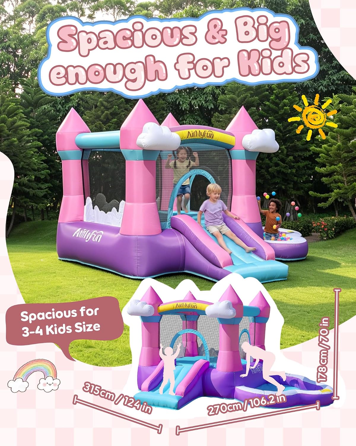 3-8 Yaş Çocuklar İçin Pembe İç - Kids Outdoor Water Slide incelemesi ve fiyatı