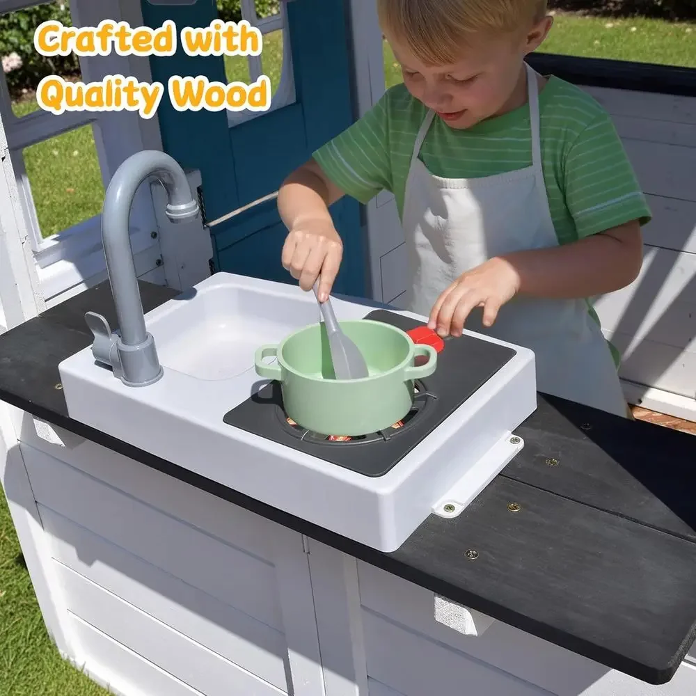 YOE Ahşap Çocuk Oyun Evi, Mutf - Kids Outdoor House With Kitchen incelemesi ve fiyatı
