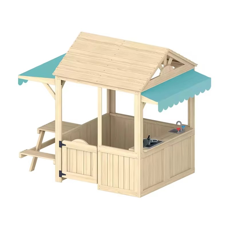 Ahşap Çocuk Oyun Evi, Ahşap Ço - Kids Outdoor House With Kitchen incelemesi ve fiyatı